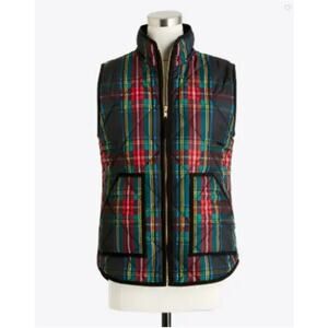 J. Crew Factory Black Tartan Plaid Quilted Puffer Vest Size Small